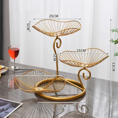 Nordic Golden Black Iron Modern Coffee Table snack Ristorante creativo Cestino di frutta
