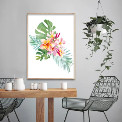 Hot Selling decorazione Casa fiori colorati telaio galleggiante Wall Art Pronto per la pittura di tela di canapa