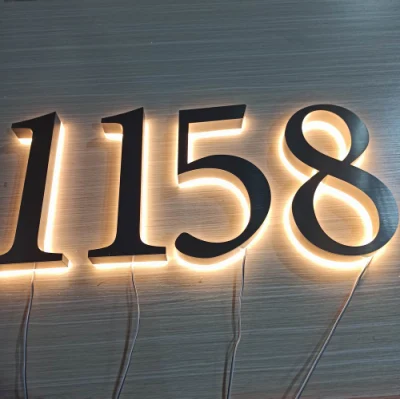 LED Design personalizzato in acciaio inox retroilluminato numero civico luci segno