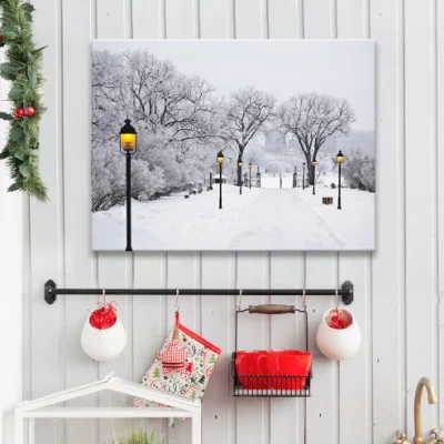 2022 Natale luce LED tela Wall Art per regalo e. Home decorazione Stampa di paesaggi da neve
