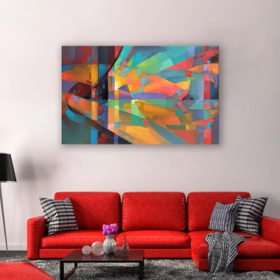 Pittura astratta colorata extra large su tela gialla e blu Art Pink astratto tela Art Teal Art Modern tela Art Viola Pittura brillante