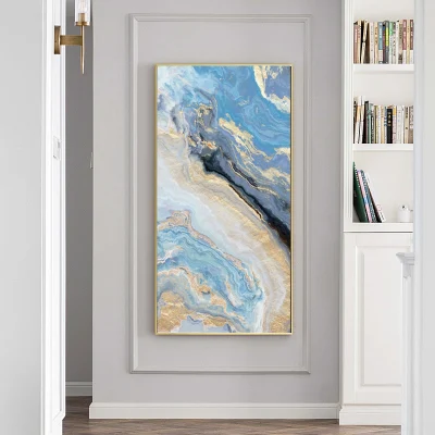 Gold Abstract Canvas Bronzing Stampa Entryway sfondo Wall Art con Dipinto a olio di tela incorniciata Wall Art foglia d&prime;oro