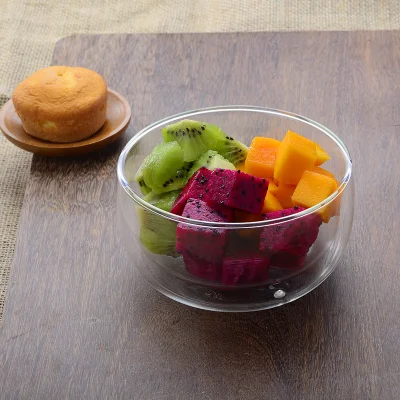 Doppio recipiente in vetro da parete per insalata di frutta Dessert, recipiente per cereali