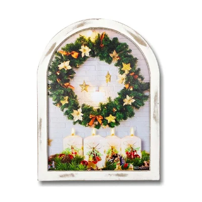 Stampe da parete con luce a LED di Natale in tela con albero di Natale String Lights Candle Picture Holiday decor