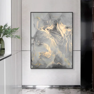 Gold Abstract Canvas Bronzing Stampa Entryway sfondo Wall Art con Dipinto a olio di tela incorniciata Wall Art foglia d&prime;oro