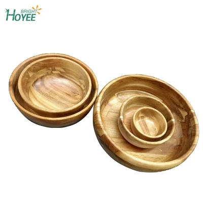 Set di ciotole di insalata di acacia, ciotola di frutta in legno