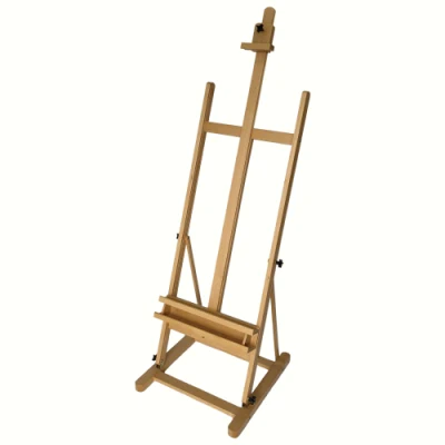 Montatura in legno ad H per studio con vassoio per riporre gli artisti
