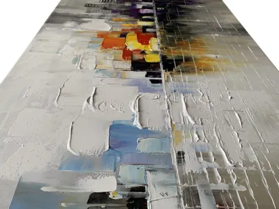 Dipinto a mano a mano a mano con pittura ad olio della città 3D paesaggio urbano parete astratta Arte con olio spesso vernice