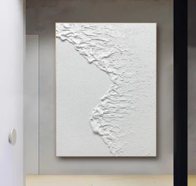 Pittura a mano dipinta 3D textured Wall Art White Abstract Tela