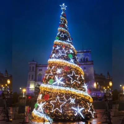 Nuovo design 15 m decorazione esterna Giant metallo telaio grande artificiale Alberi di Natale per City Plaza