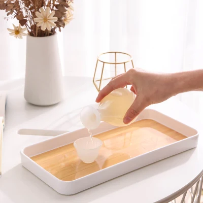 Rustico legno decorativo plastica Bianco e oro Camping Classic plastica Vassoio