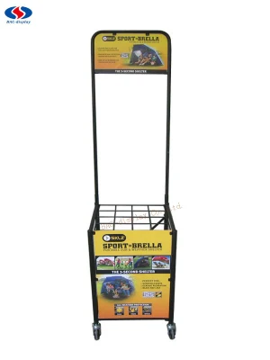Supporto portatile in metallo con ombrello verniciato a polvere nero