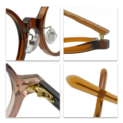 Montature rotonde vintage per occhiali in acetato Unisex Occhiali neri Occhiali