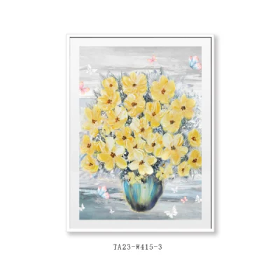 Hot Selling decorativo oro foglio fiore disegno cornice galleggiante parete Arte olio di artigianato concatenare Arte di parete