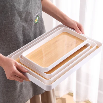 Rustico legno decorativo plastica Bianco e oro Camping Classic plastica Vassoio