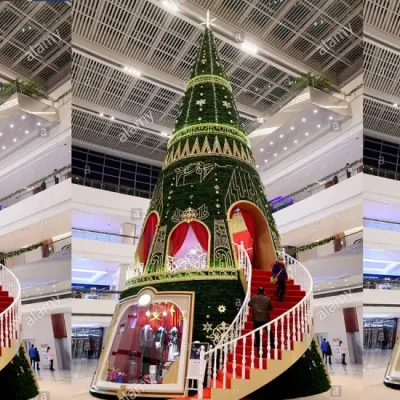 Nuovo design 15 m decorazione esterna Giant metallo telaio grande artificiale Alberi di Natale per City Plaza