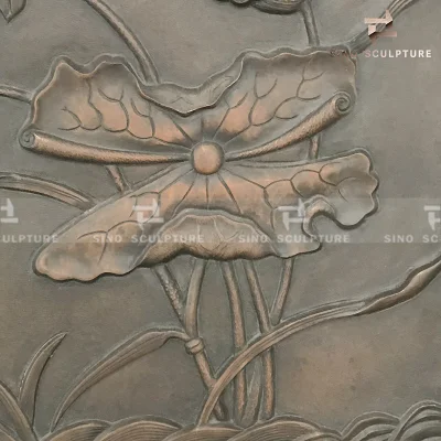 Home decorazione Bronzo scultura Loto Emboss Pittura