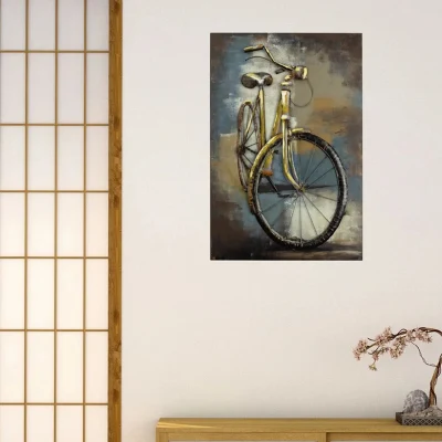 Vancy Arts Original artigianale Green Bicycle Metal Wall Art Pittura goffrata zincata laser Cut Modern Metal Wall Art decor