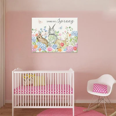 Pasqua Bunny Calligraphy Canvas Pasqua pittura Arte Canvas Bambini Arte Cornice Stampa Wall Art decorazione domestica