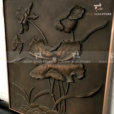 Home decorazione Bronzo scultura Loto Emboss Pittura