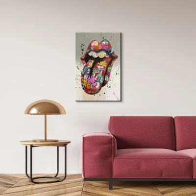 Graffiti Wall Art Graffiti Canvas Wall Art Tongue Graffiti Art Stampa di tela Poster Wall Art colorata