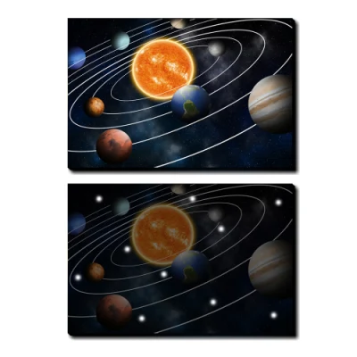 Divertente spazio esterno pianeta ispirazione Arte Stampa Cartoon Planet con Poster delle stelle Spaceship Wall