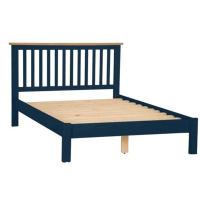 Mandrino da letto a muro in legno dipinto di quercia blu di alta qualità Cornice con doghe di pino Contemporaneo letto piatto per Home Hotel Letto singolo matrimoniale queen size