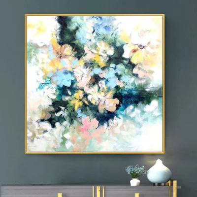 Dipinto a mano a olio di fiori viola per Club, decorazione della grande lobby dell&prime;hotel