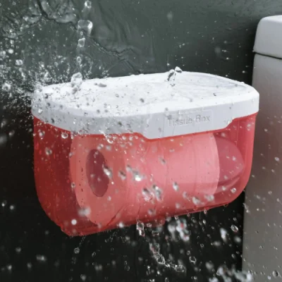 Contenitore per WC a parete per bagno trasparente ripiano per tessuto Supporto per rotolo di carta impermeabile Bl23197