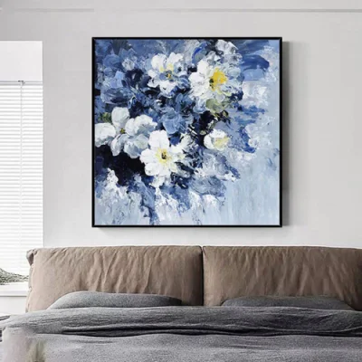 Dipinto a mano a olio di fiori viola per Club, decorazione della grande lobby dell&prime;hotel