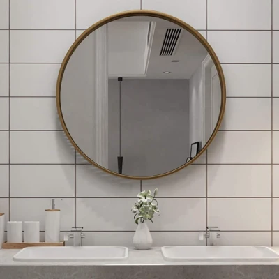 JH elegante cornice Specchio parete bagno cornice oro rotondo Specchio per medicazione