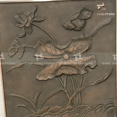 Home decorazione Bronzo scultura Loto Emboss Pittura