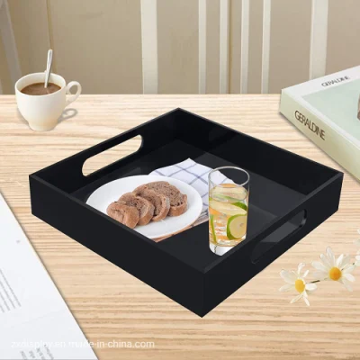 Vassoio da 12&quot; in acrilico quadrato per la preparazione del tè con manici per la cucina Pranzo