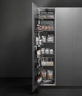 Rack per mobili da cucina, grigio scuro, base solida, estrazione cestello Out 6 Tier Pantry Basket