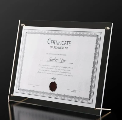 Cornice fotografica acrilica trasparente personalizzata licenza Business Display da tavolo Stand