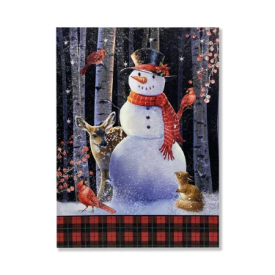 Decorazioni natalizie Snowman Wall Art colorato Winter LED luce tela Stampa per le festività