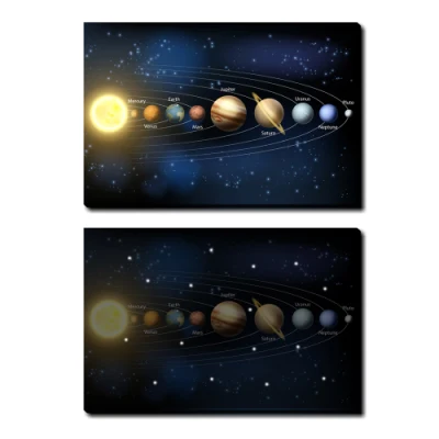 Divertente spazio esterno pianeta ispirazione Arte Stampa Cartoon Planet con Poster delle stelle Spaceship Wall