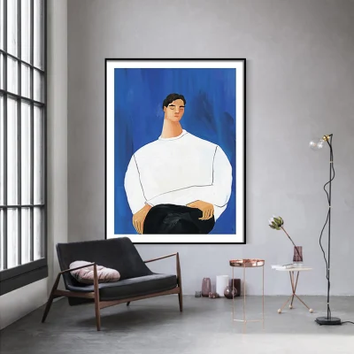 Nordic Blue Art personaggio Simple Man Picture Wall decorazioni per Quadri del soggiorno