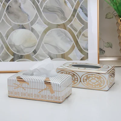 T028 squisita Casa Birdgage modello oro tessuto scatola Cover ceramica Supporto per tovaglioli per tavolo