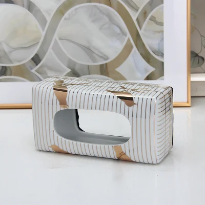 T028 squisita Casa Birdgage modello oro tessuto scatola Cover ceramica Supporto per tovaglioli per tavolo