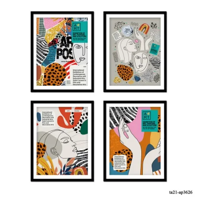 4 Pack Minimalist Line Poster decorativo Art Canvas stampe di foto Arte della parete incorniciata