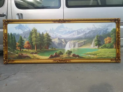 Grande formato Oro Barocco angolo di pittura ad olio di fiore foto Cornici