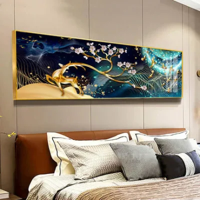 Pittura astratta Oro Nero fiore Rosa Cristallo decorazione della camera da letto in porcellana Arte della parete