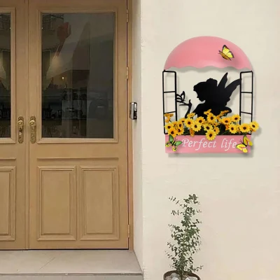 Fiaba in metallo Rosa finestra fiore parete porta vaso appendere a parete