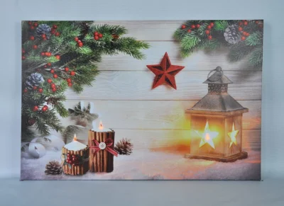 Disegno di Natale di Morden Stampa su decorazioni di tela vernice LED di tela Wall Art si illumina per Home Decorative