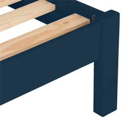 Mandrino da letto a muro in legno dipinto di quercia blu di alta qualità Cornice con doghe di pino Contemporaneo letto piatto per Home Hotel Letto singolo matrimoniale queen size