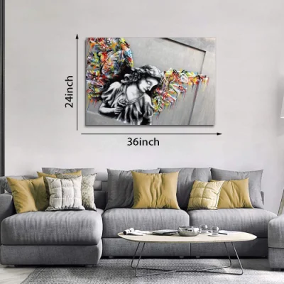 Custom Wall Art Street Graffiti Angel Wings tela Picture Art Stampa pittura moderna incorniciata Galleria d&prime;arte avvolto