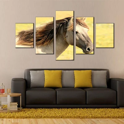 Tela moderna pittura Arte immagine della parete 5 pezzi Cavallo animale
