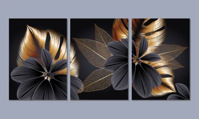 Custom HD impermeabile foglie d&prime;oro Design tela pittura Wall Art