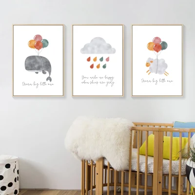 Cartoon Baby Animal vivaio Minimalisal Kid Canvas Artwork Wall Pittura Canvas Light Wall stampe d&prime;arte Baby Bambini camera da letto